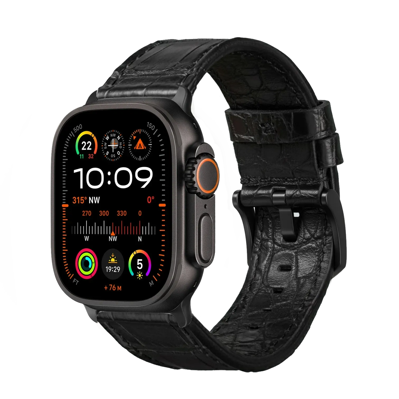 Tiefschwarz / Ultra/46mm/45mm + Faltschließe / Schwarz Matt