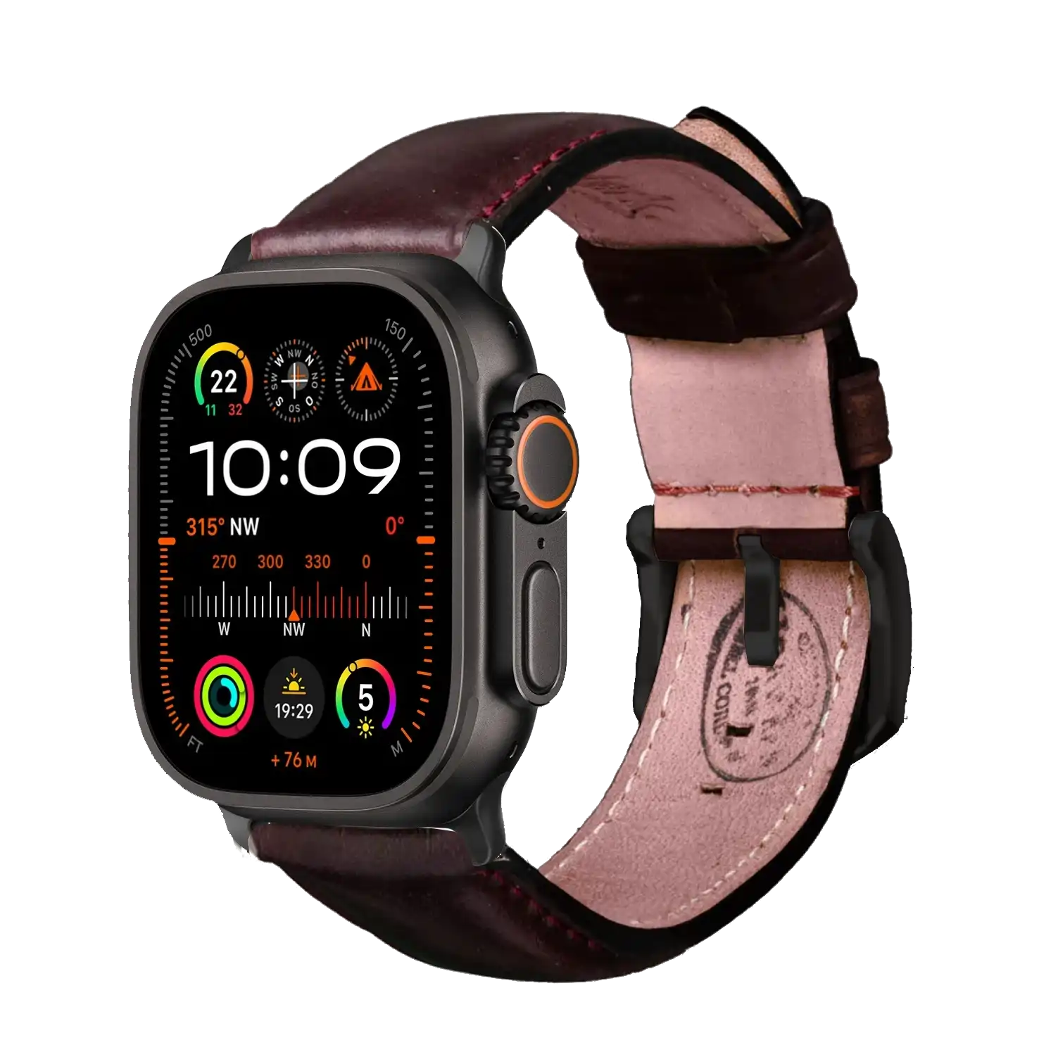 Bordeaux / Ultra/46mm/45mm + Faltschließe / Schwarz