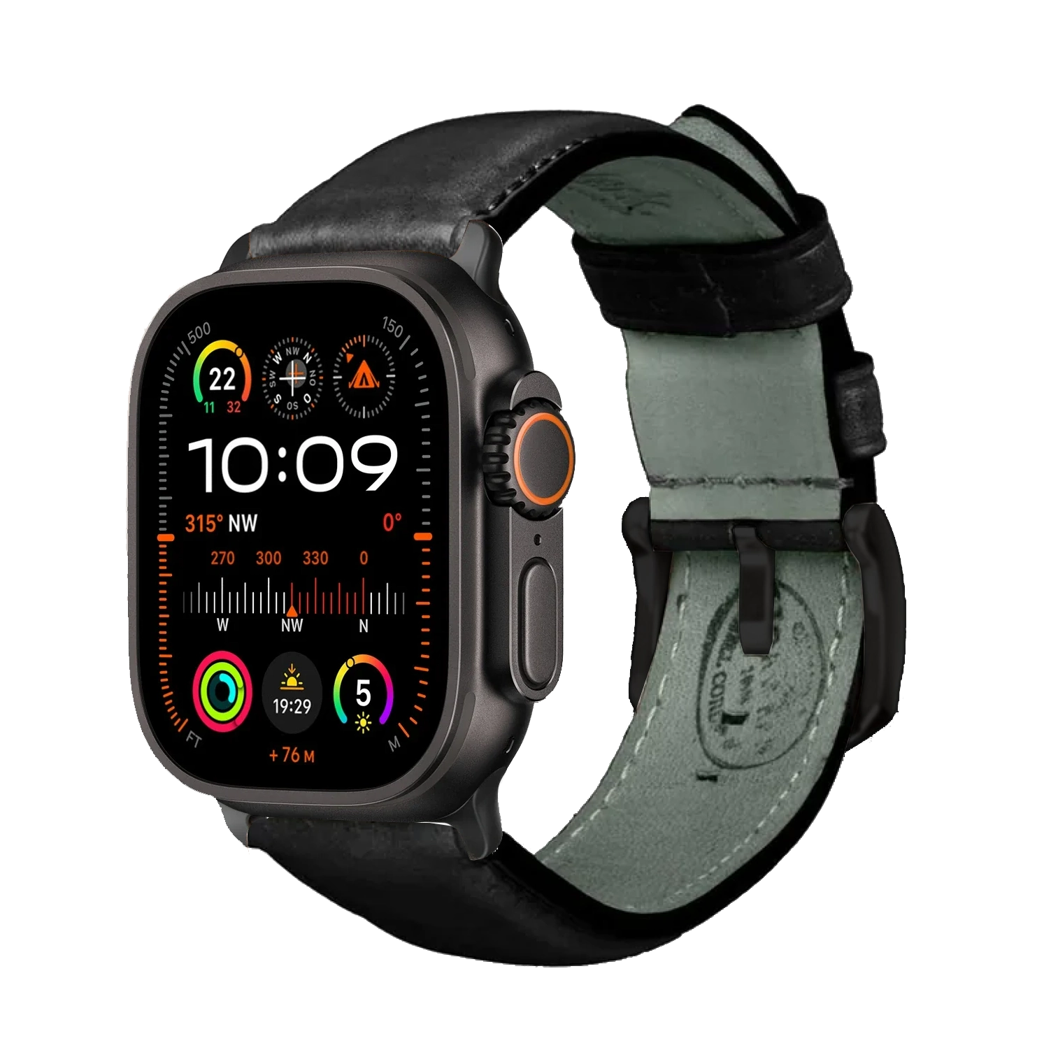 Tiefschwarz / Ultra/46mm/45mm + Faltschließe / Schwarz