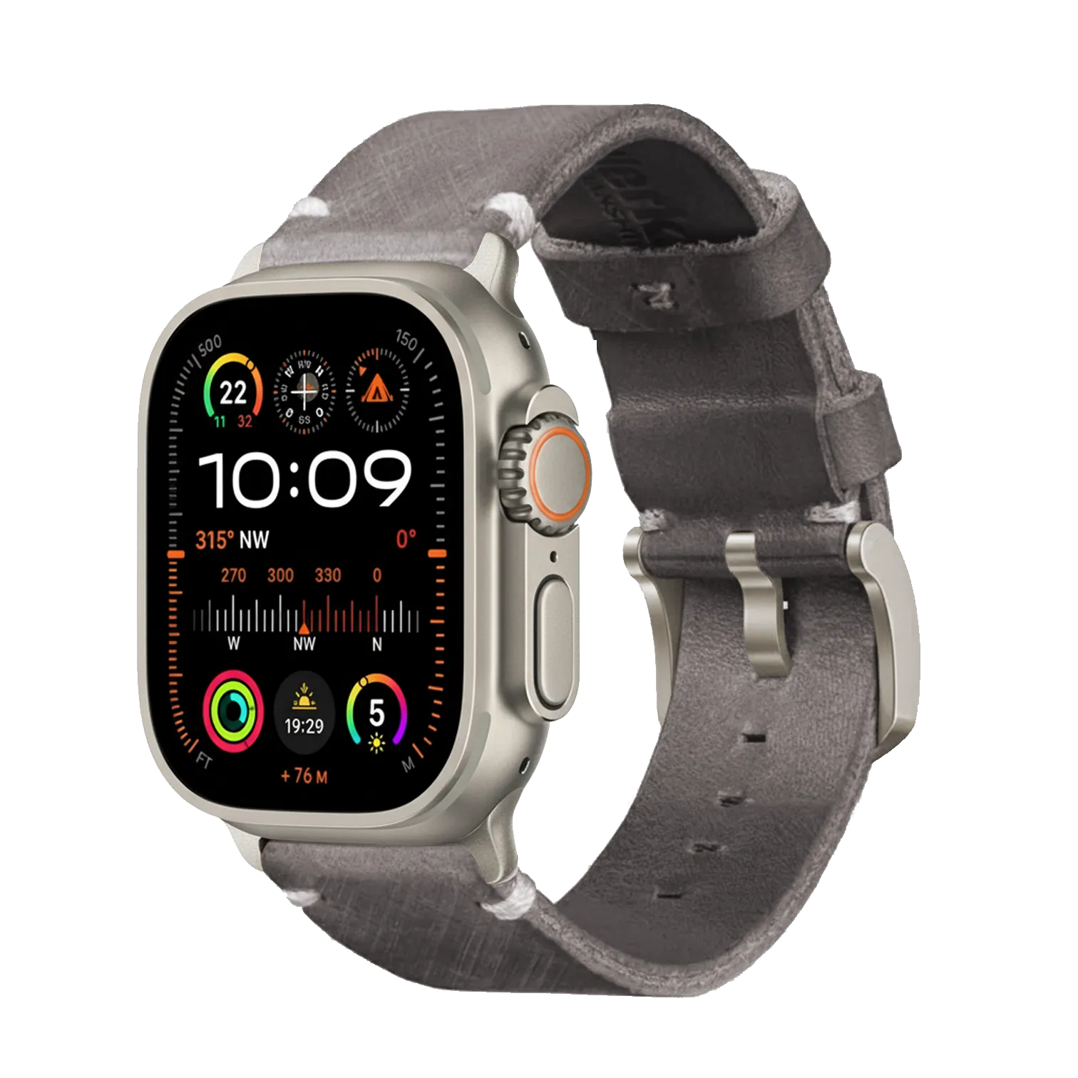 Grau / Ultra/46mm/45mm + Faltschließe / Silber Matt
