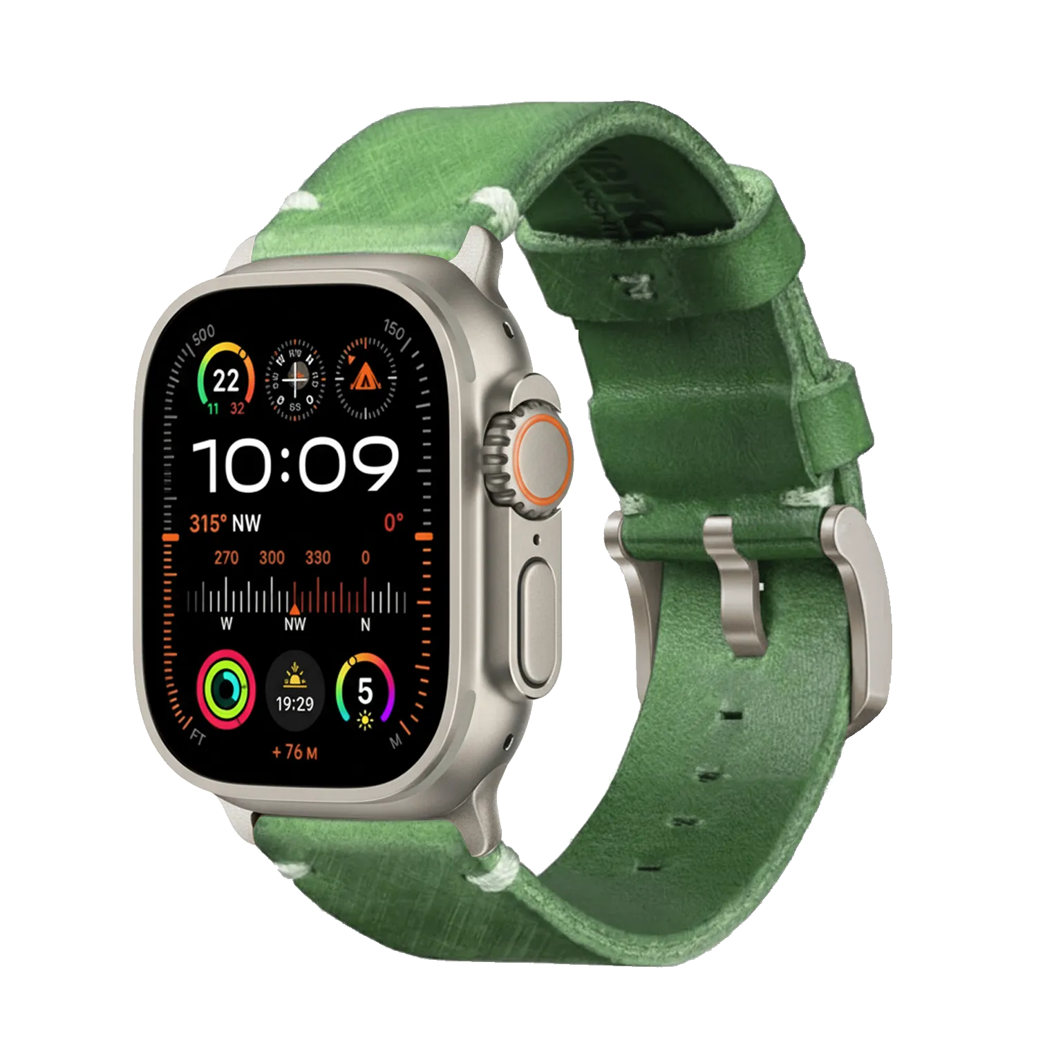 Grün / Ultra/46mm/45mm + Faltschließe / Silber Matt