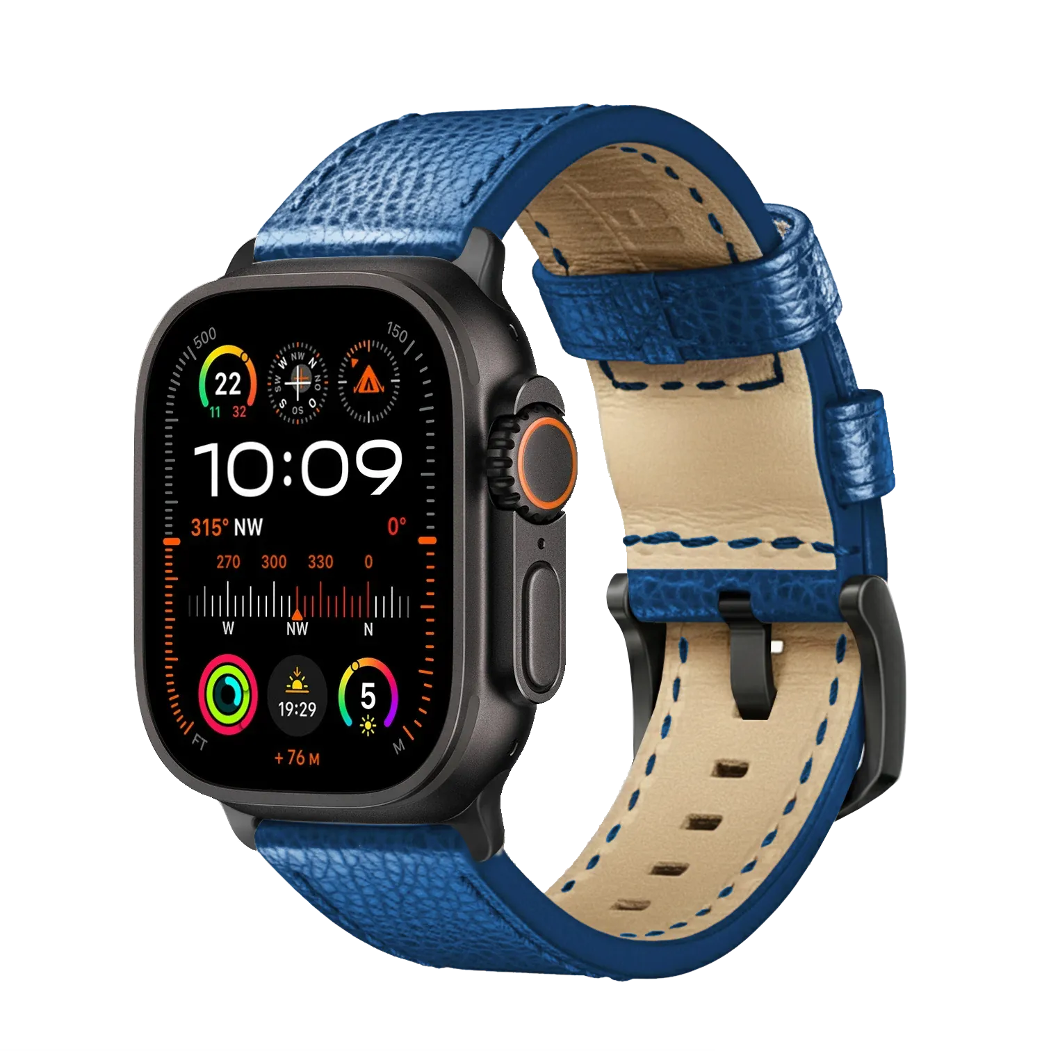 Marineblau / Ultra/46mm/45mm + Faltschließe / Schwarz Matt