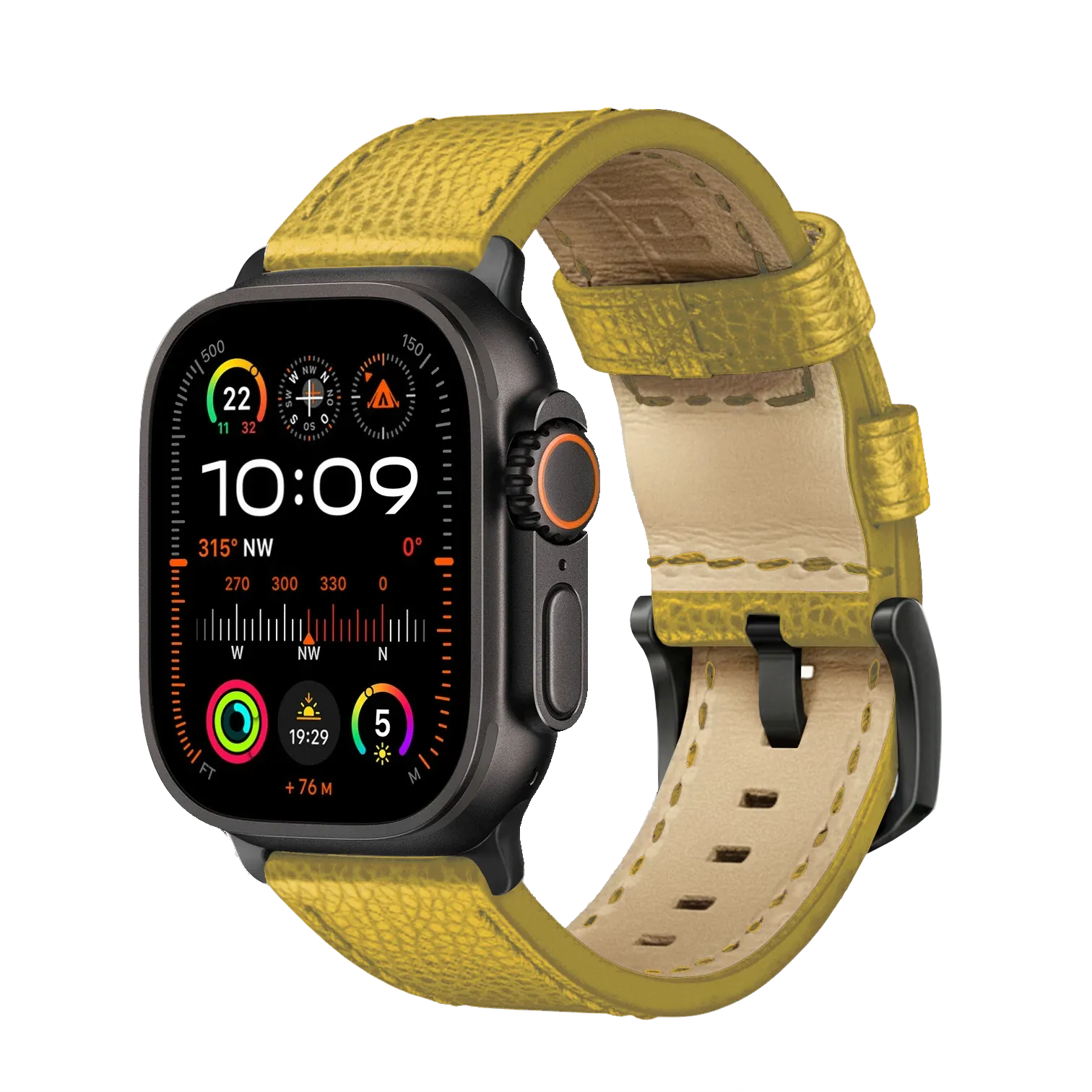 Gelb / Ultra/46mm/45mm + Faltschließe / Schwarz Matt