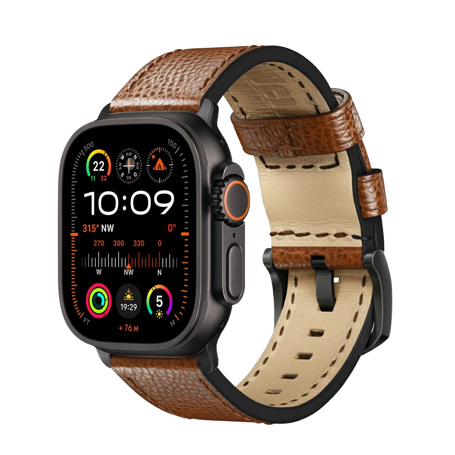 Hellbraun / Ultra/46mm/45mm + Faltschließe / Schwarz Matt