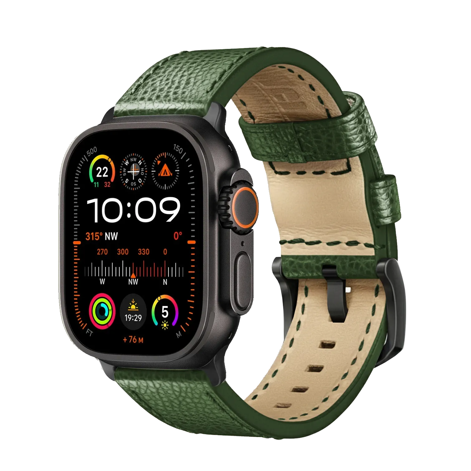 Olivegrün / Ultra/46mm/45mm + Faltschließe / Schwarz Matt