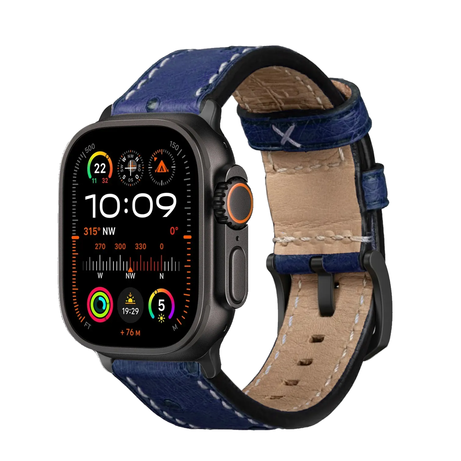 Blau / Ultra/46mm/45mm + Faltschließe / Schwarz Matt