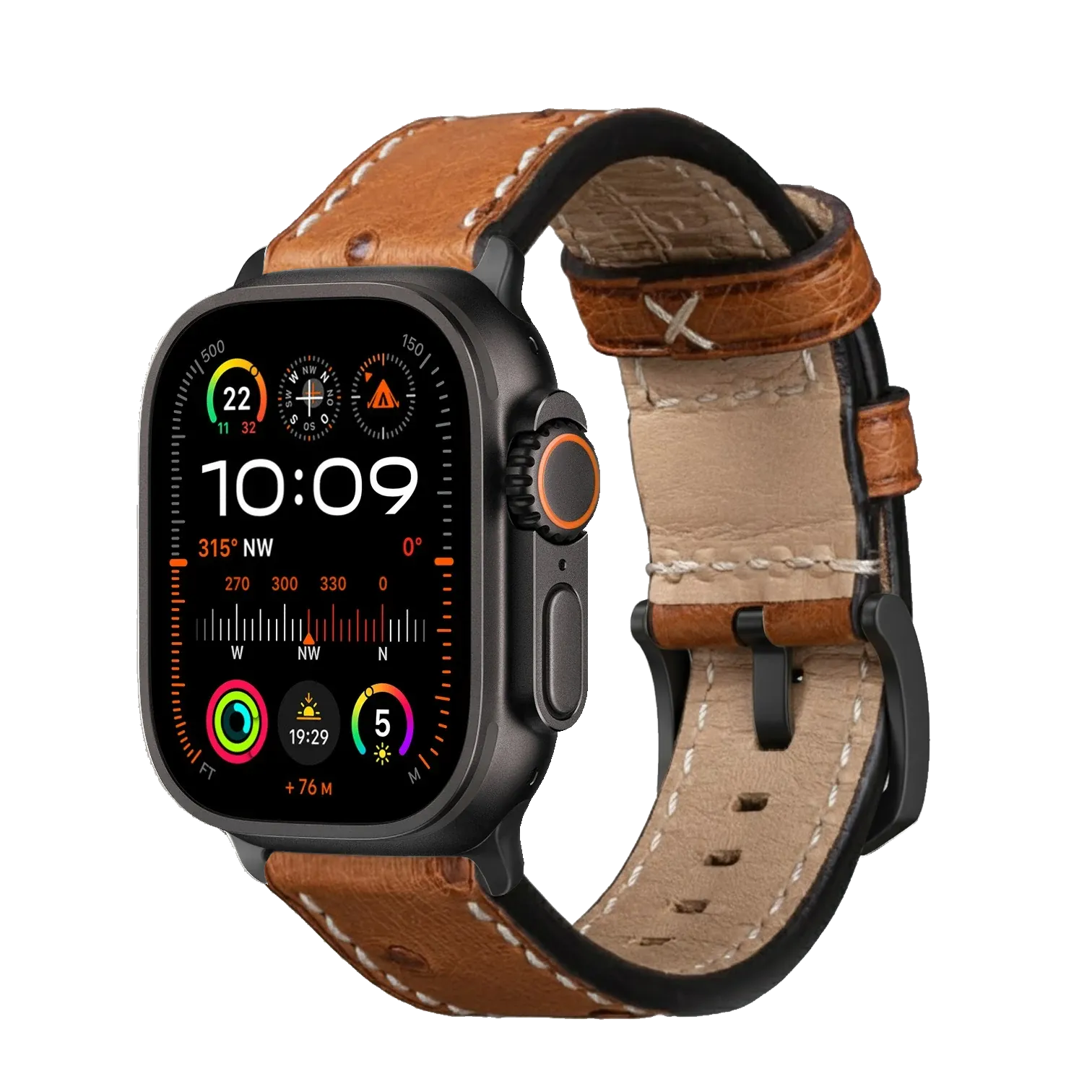 Braun / Ultra/46mm/45mm + Faltschließe / Schwarz Matt