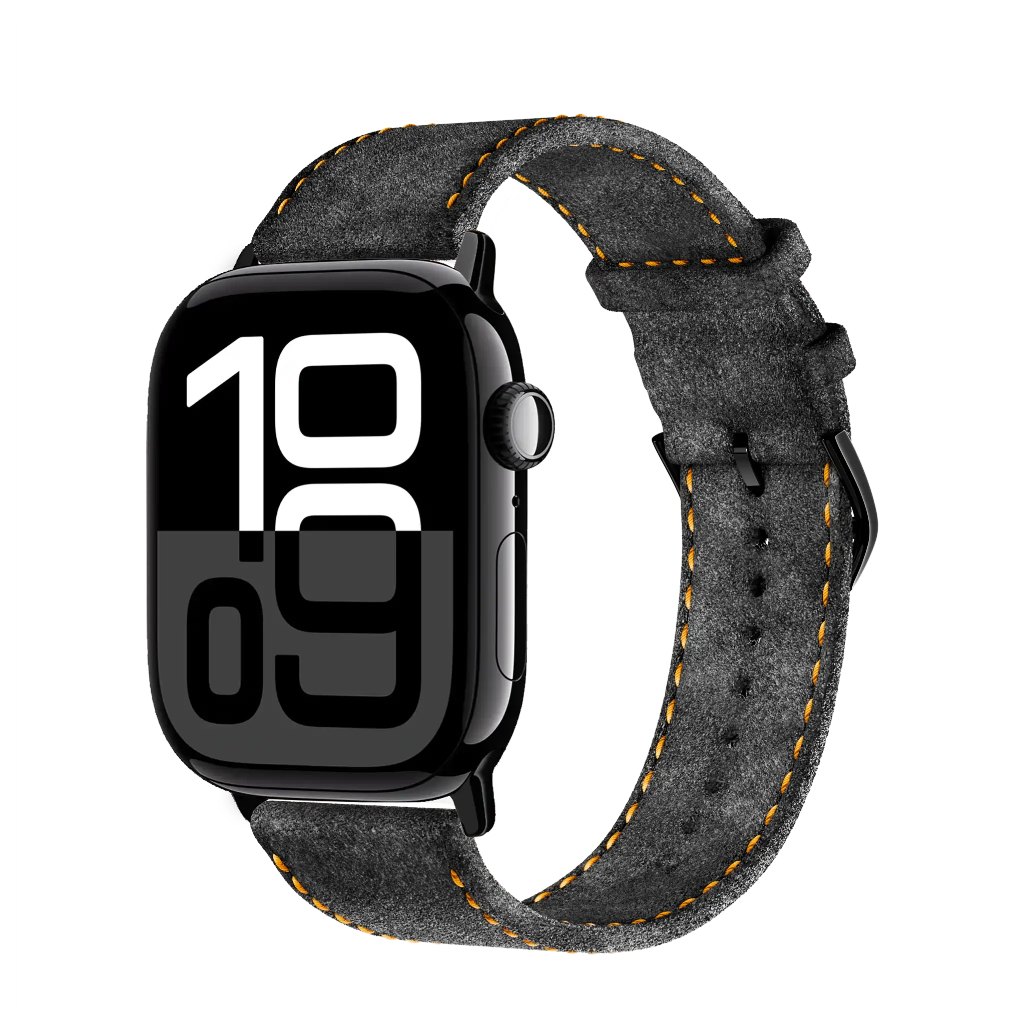Anthracite mit orangener Naht / 46mm / Aluminium Diamantschwarz
