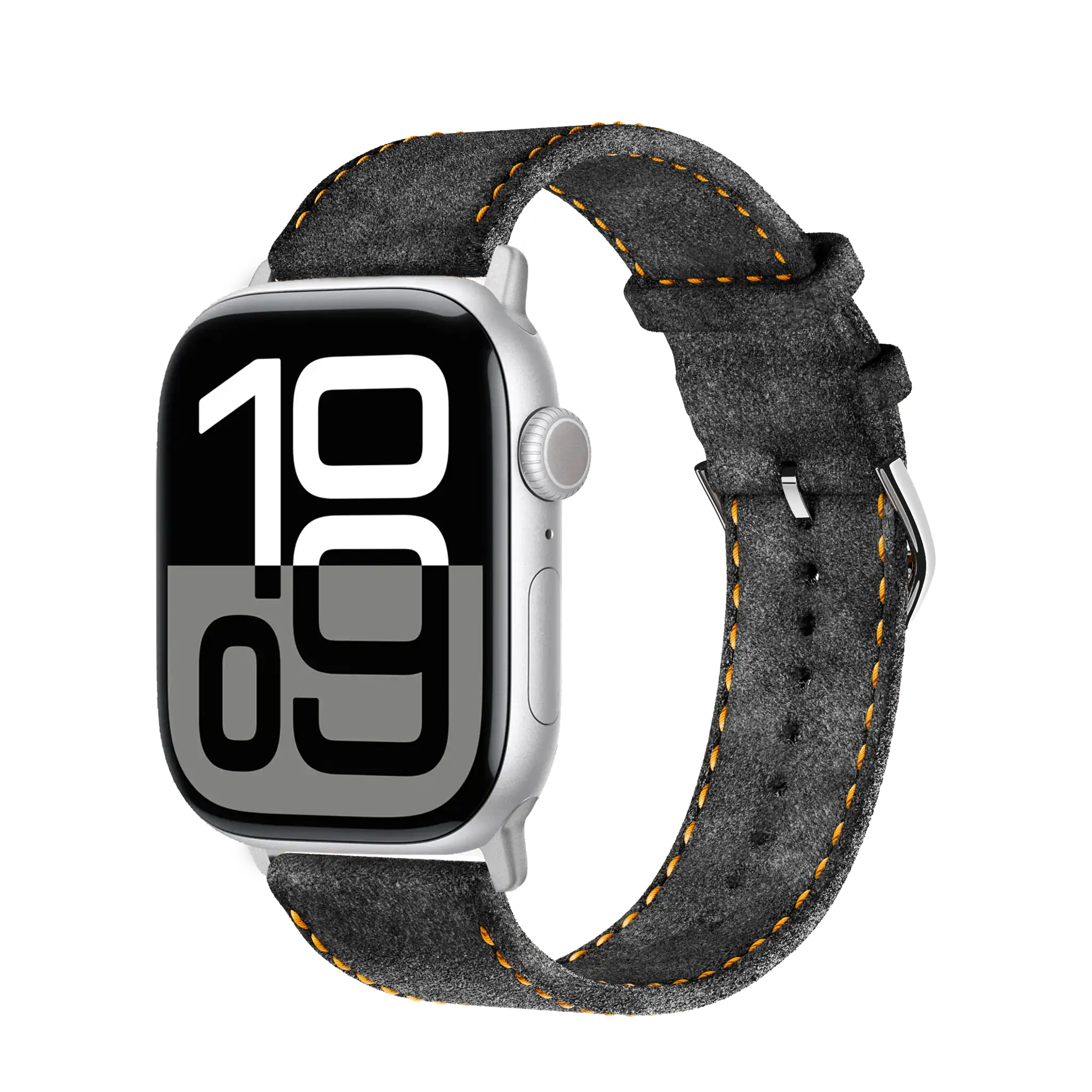 Anthracite mit orangener Naht / 46mm / Aluminium Silber