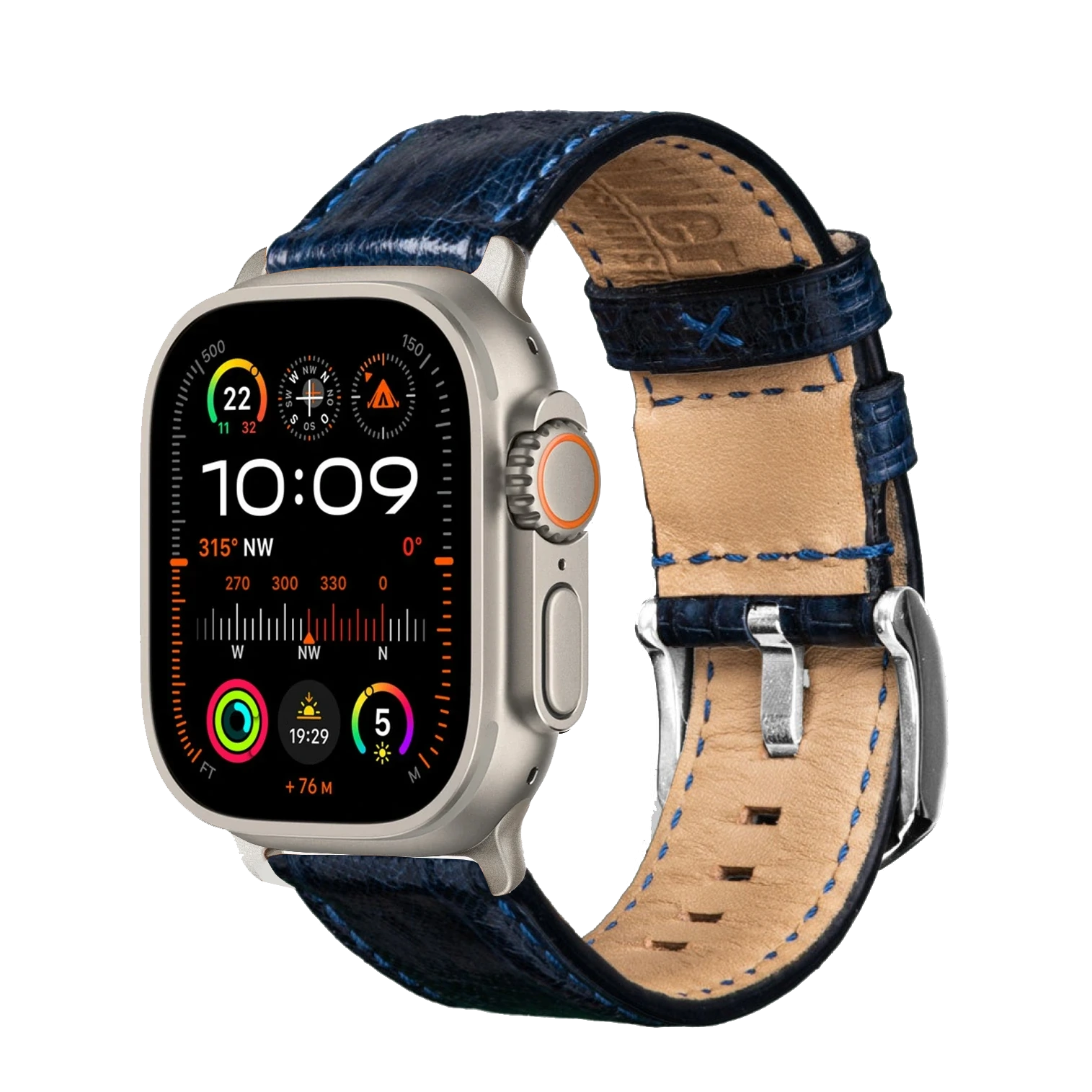 Blau / Ultra/46mm/45mm + Faltschließe / Silber