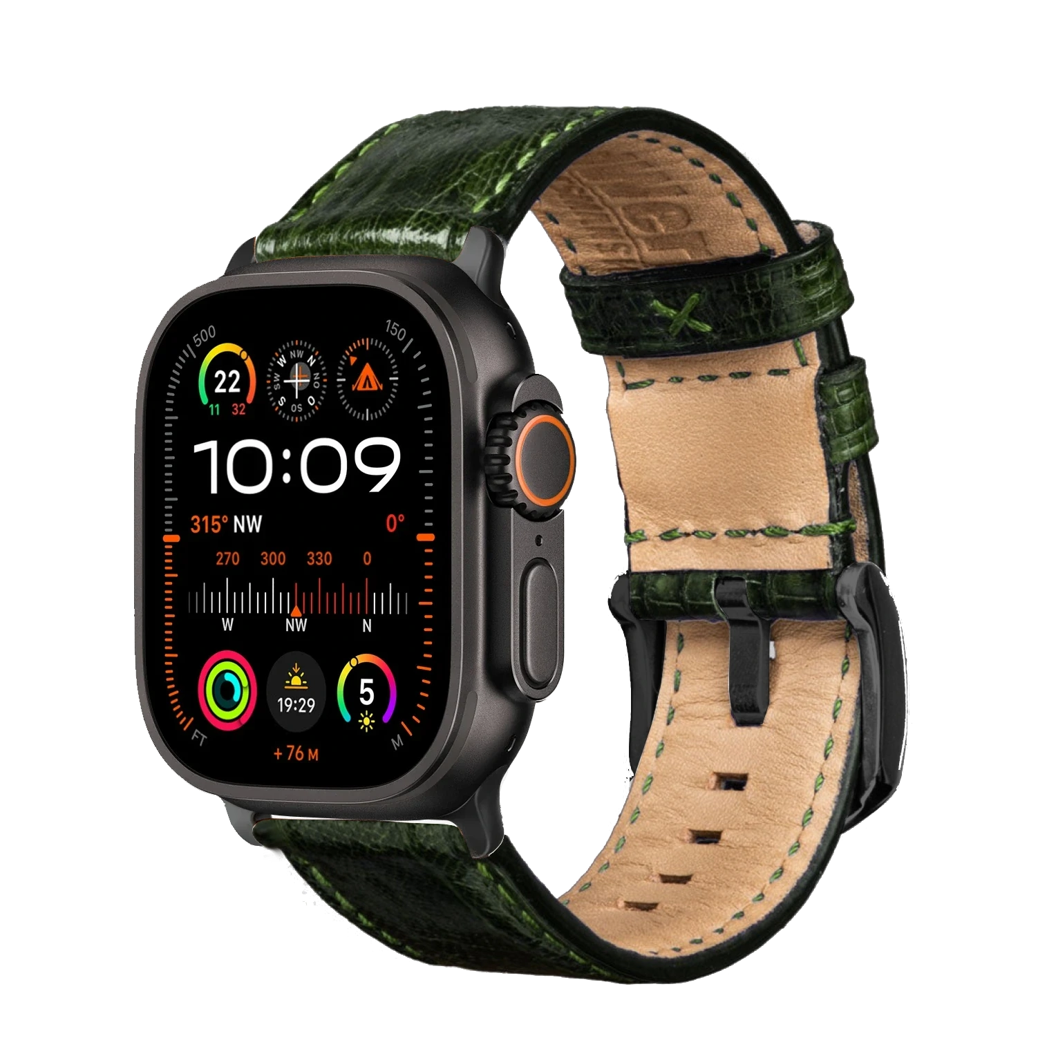 Grün / Ultra/46mm/45mm + Faltschließe / Schwarz